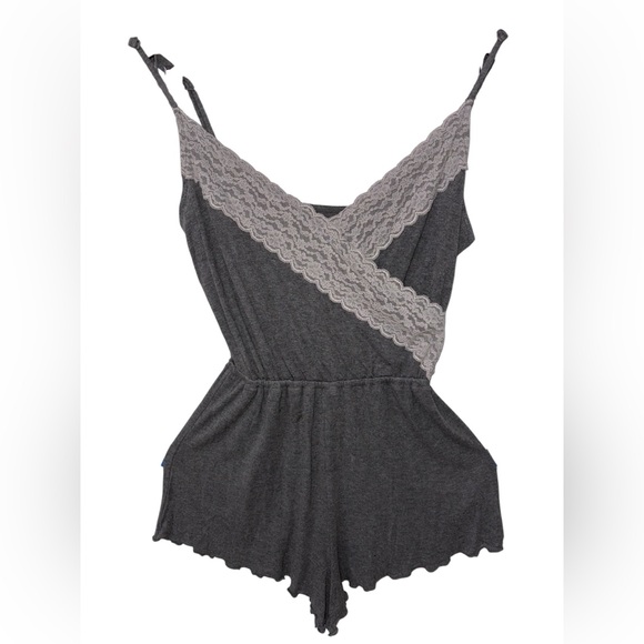Gilly Hicks Other - Gilly Hicks Gray Lace Trim Romper Sleepwear Lounge Size S